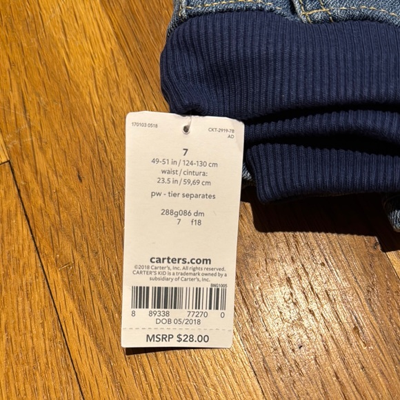 Carters Blue Denim Overalls boys size 7 jeans brand new - Picture 3 of 3
